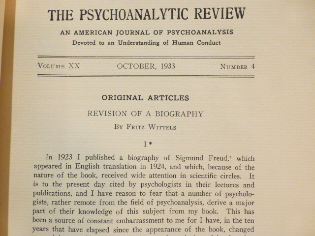 Psychoanalytic Review - Oct. 1933 Volume XX, No.4