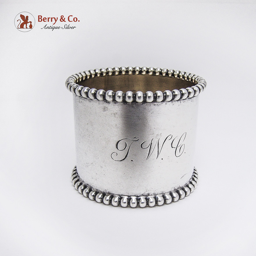 Napkin Ring Beaded Rims Sterling Silver 1910