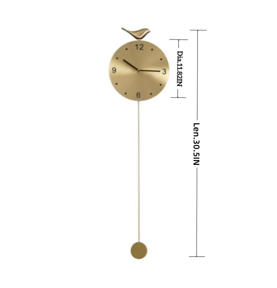 Brass Grid Pendulum Wall Clock - Modern Minimalist Silent Swaying Clock, Crea...
