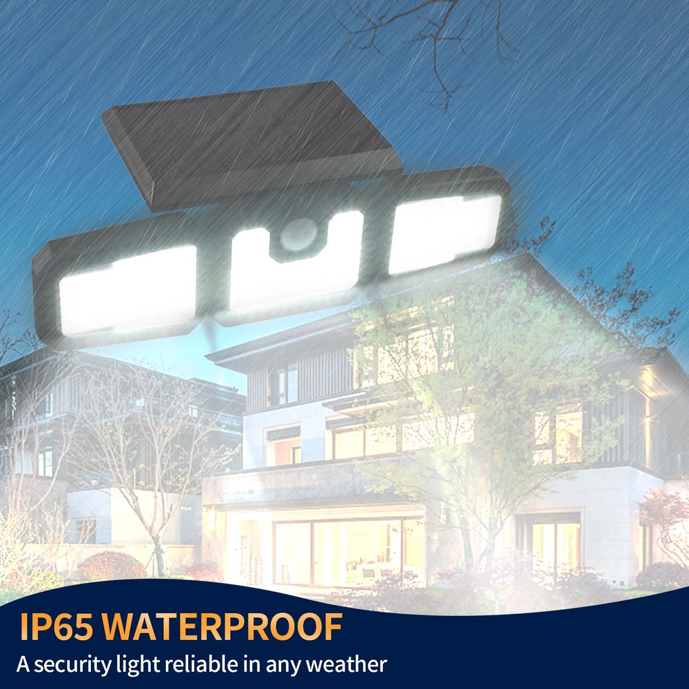 2Pcs Solar Security Lights 210LED Motion Sensor Flood Light IP65 Remote Control