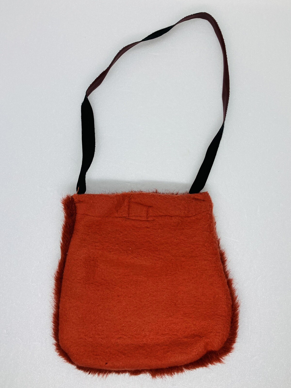 Vintage 1980s Retro Fluffy Furry Handheld Pouch Makeup Mirror Phone Keys Bag 22