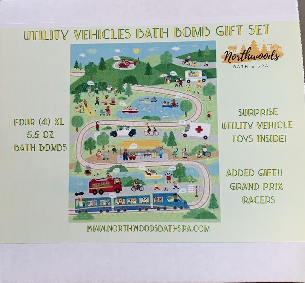 Utility Vehicles 4-pack Bath Bomb Gift Set for Kids