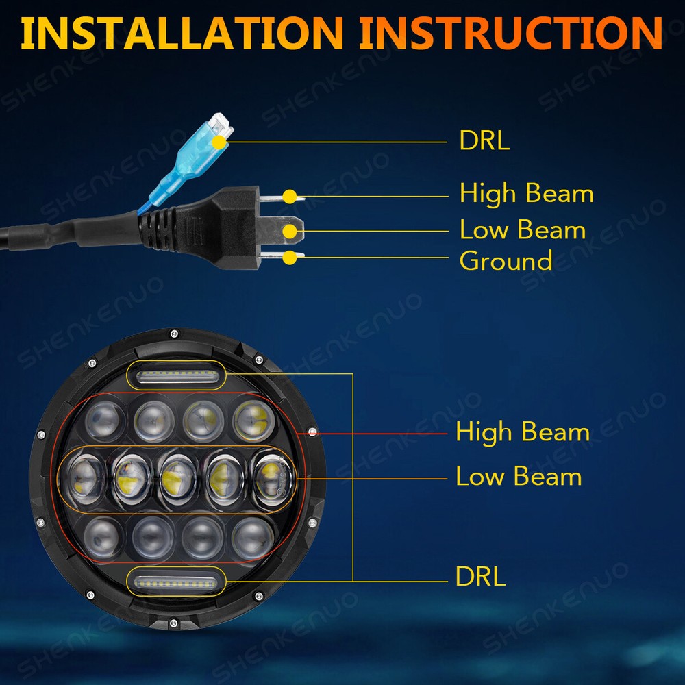 For Buell Blast X1 Motorcycle 7" LED Headlight Projector Daytime Running Light