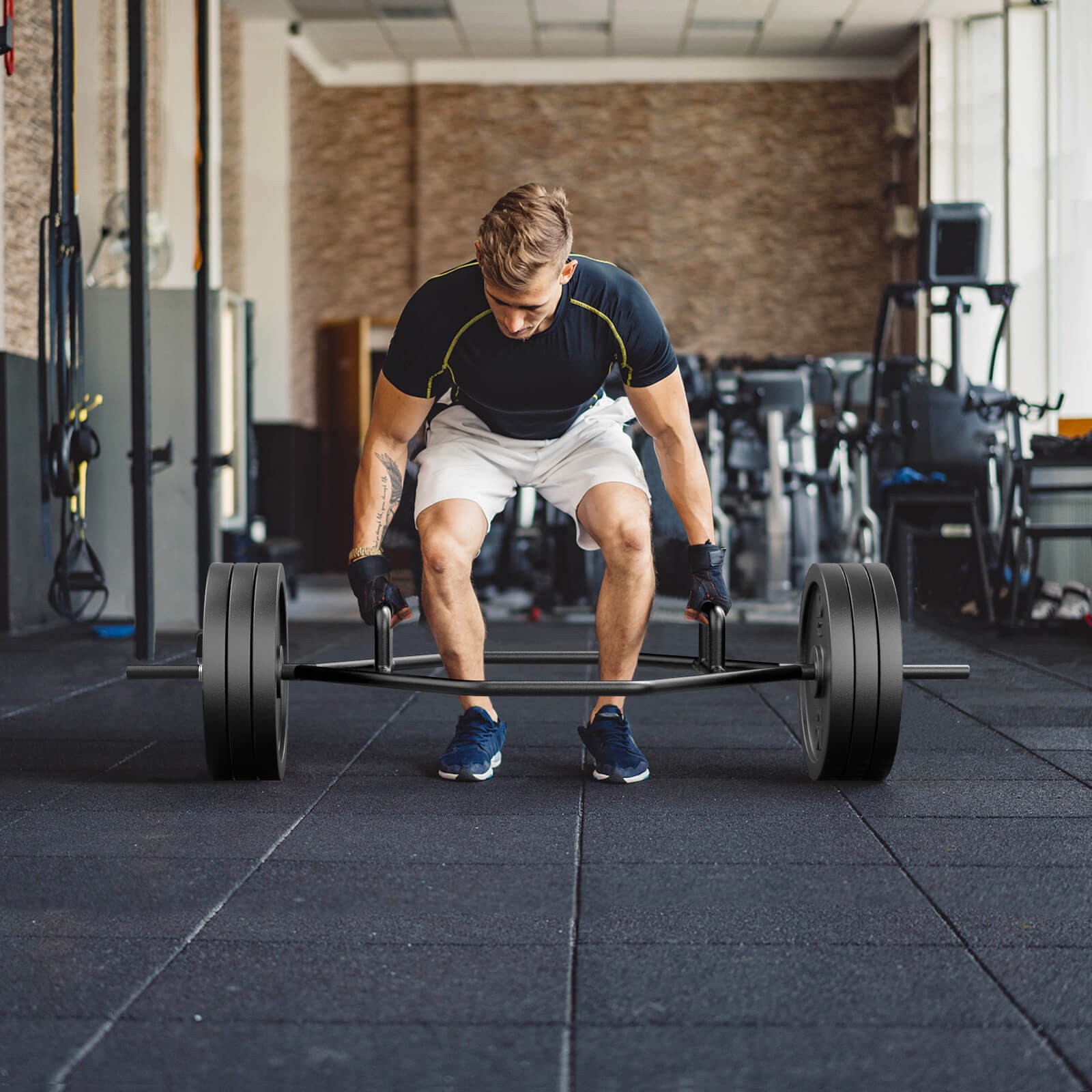 Heavy Duty Olympic Hex Trap Bar w/ Flat or Raised Knurled Handles for Squats