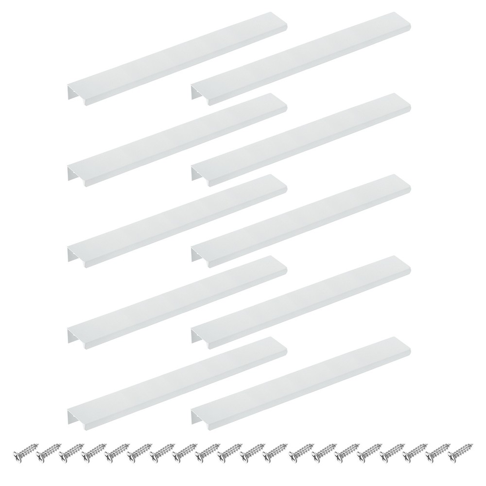 Cabinet Edge Finger Pull, 10pcs 250mm / 9.84" Hidden Cabinet Pulls, White