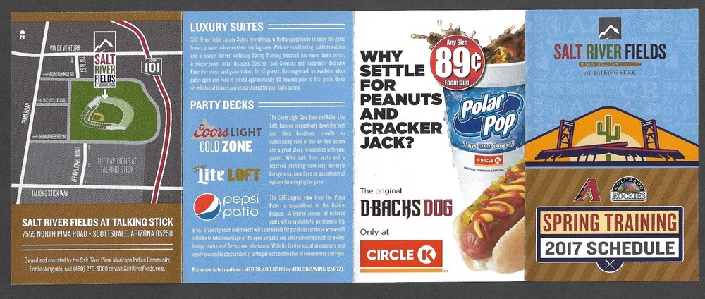 2017 DIAMONDBACKS & ROCKIES  Circle K  Spring Training  POCKET SCHEDULE  NM