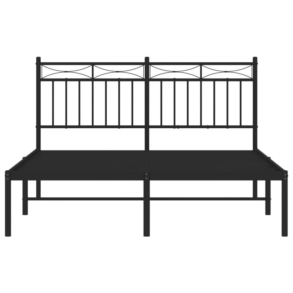 Bed Frame Black Steel Full Bed Frame Rectangular Traditional