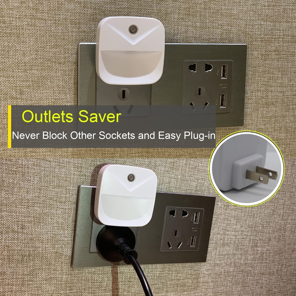 Motion Sensor LED Night Light 6 Pack Plug-In for Bathroom Kitchen Hallway Use