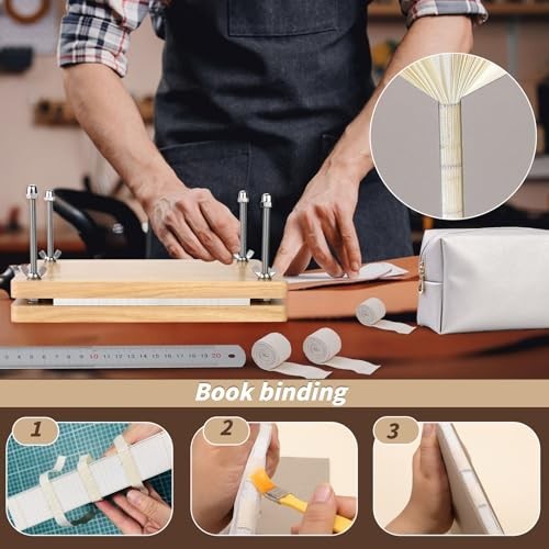 45 Pcs Book Binding Kit with Press, Bone Folder, Webbing Strap & Storage Bag