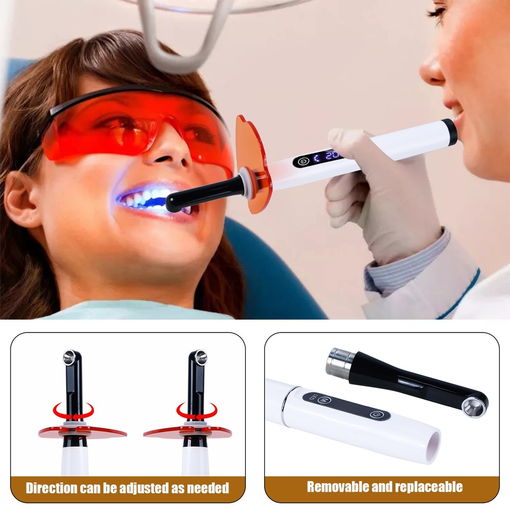 Potable Wireless LED Curing Light 1 Second with 7 Working Head Lens 2400mW/cm2