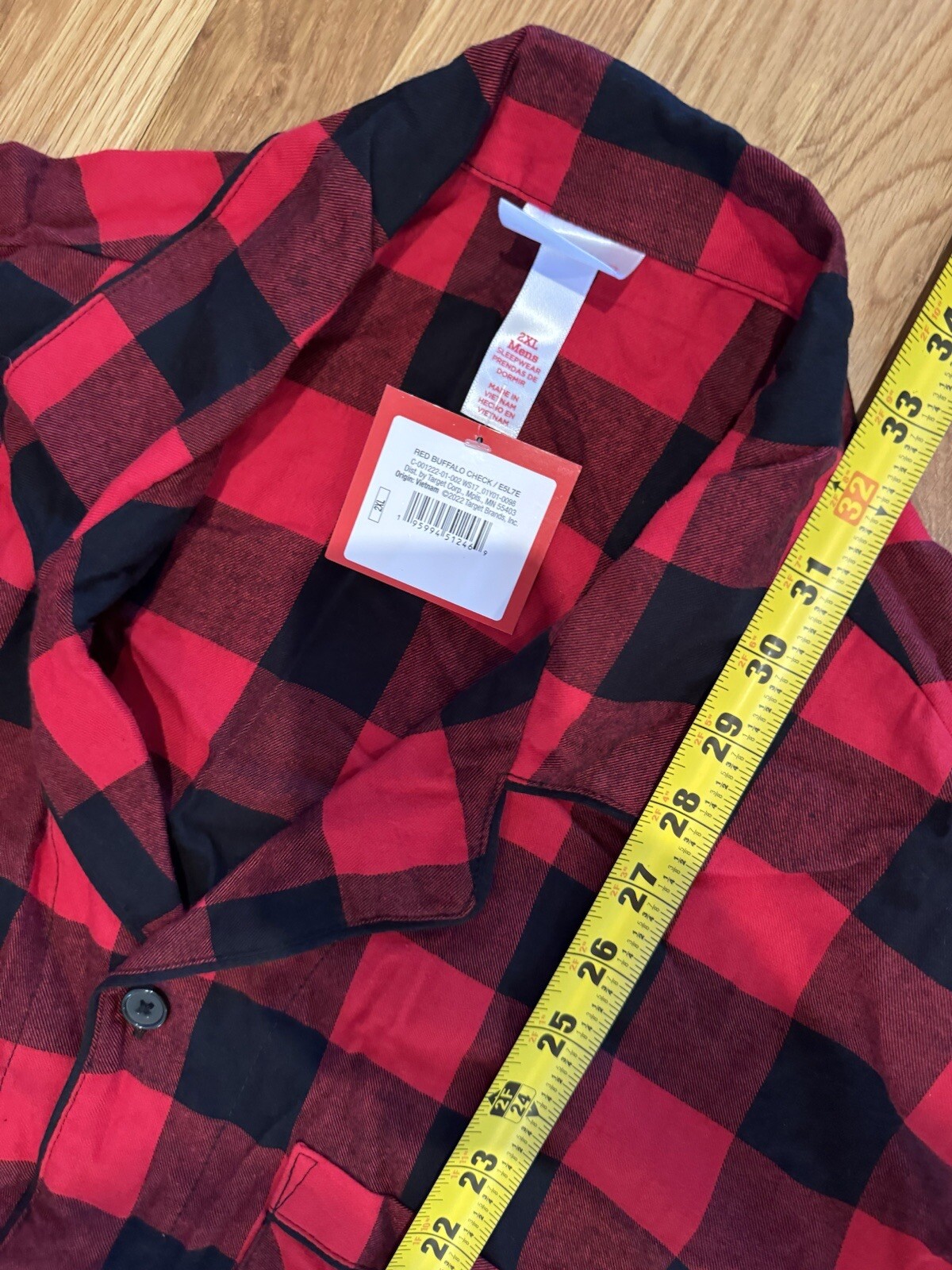 Men's Big & Tall Size 2XL Red Buffalo Check Flannel Pajama Set - Wondershop™ NEW