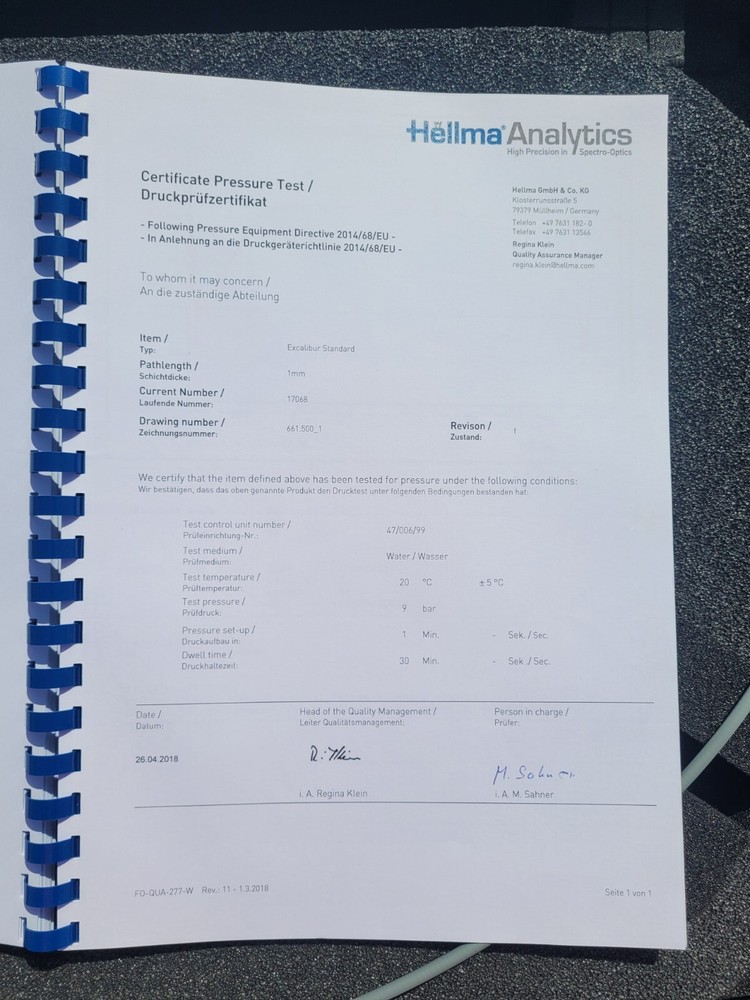 Hellma Analytics Excalibur All Quartz Immersion Probe