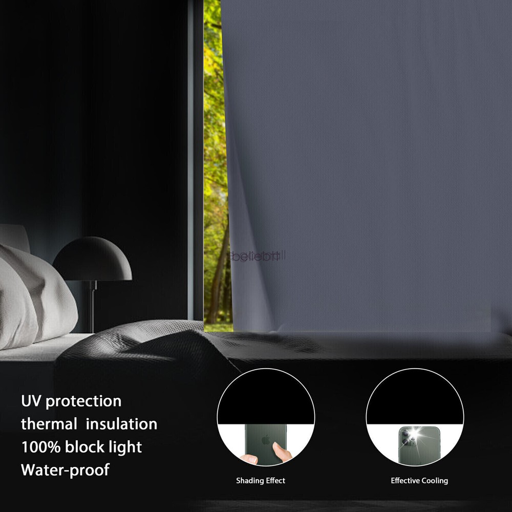 Portable Blackout Curtains Blackout Blinds for Windows Room + Hook & Loop Tapes