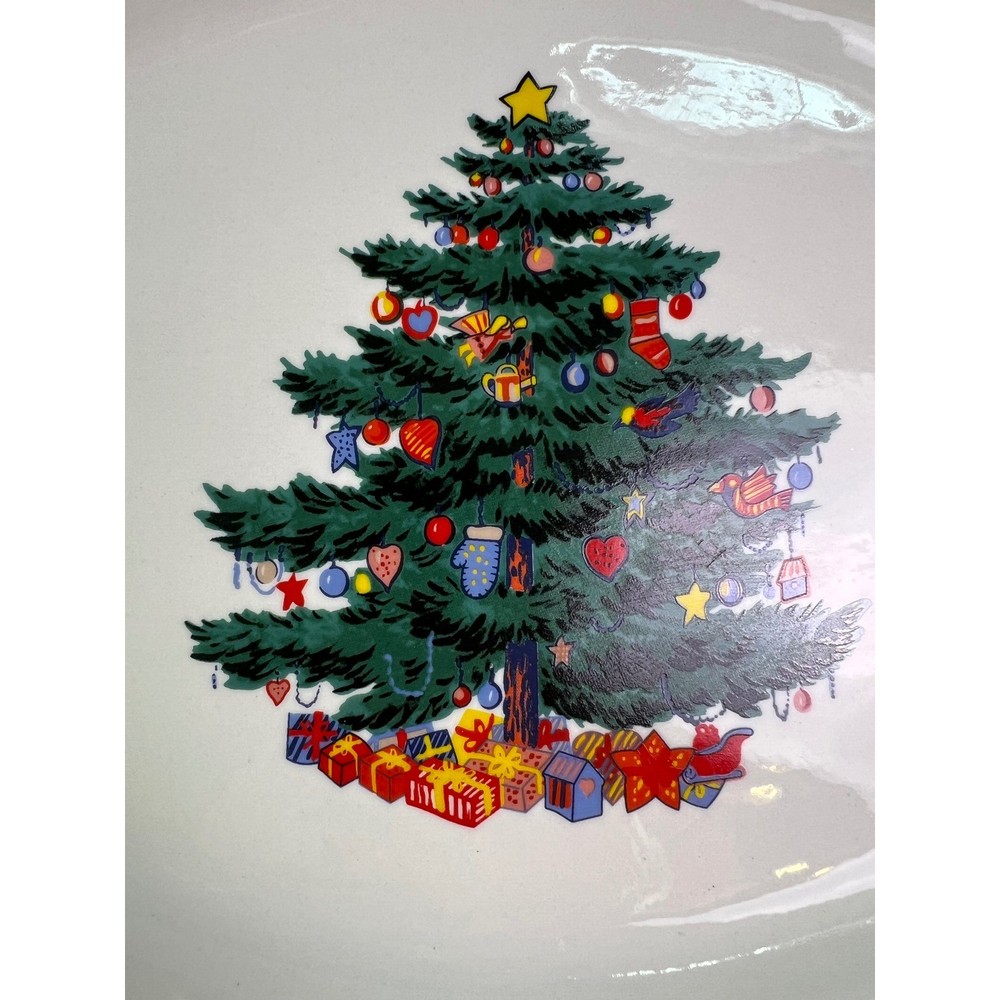 vintage Cuthbertson or GEI Christmas Tree pattern oval serving platter 14"