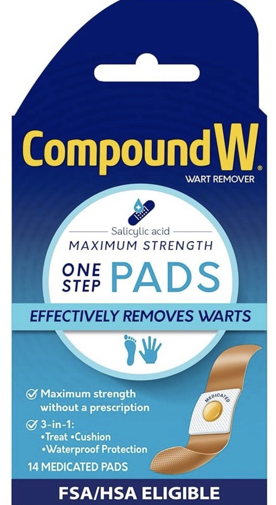 Compound W ONE STEP INVISIBLE STRIPS 14 Maximum Strength wart remover 6/27