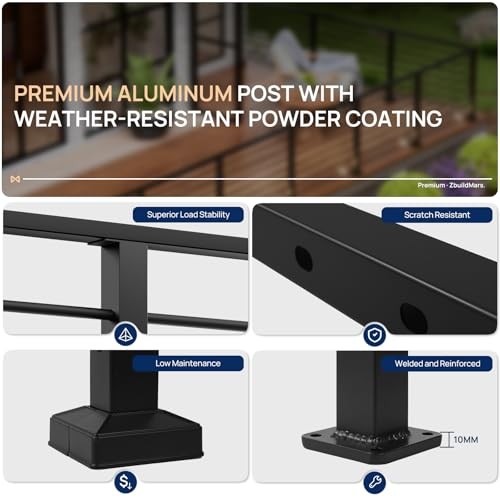1 Pack 35"x3"x3" Horizontal Aluminum Deck Railing Post 1x Level End Post.
