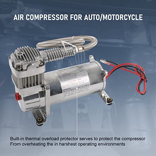 12V 444C 200 PSI Chrome Air Compressor for Auto/Motorcycle 1Pc