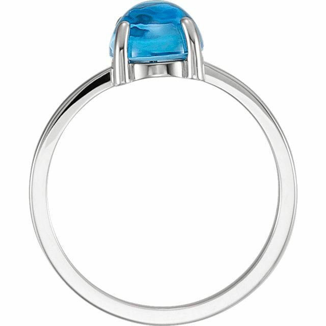 Sterling Silver Oval Cabochon Cut Solitaire Ring Setting - Classic Style Ring Mo