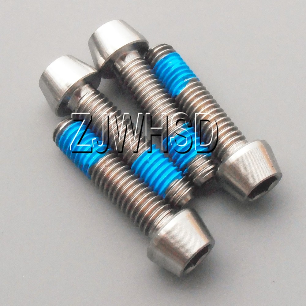 4pcs M6 x 25 Ti Titanium Screw Bolt Allen hex Taper Socket Cap Head+ThreadLocker
