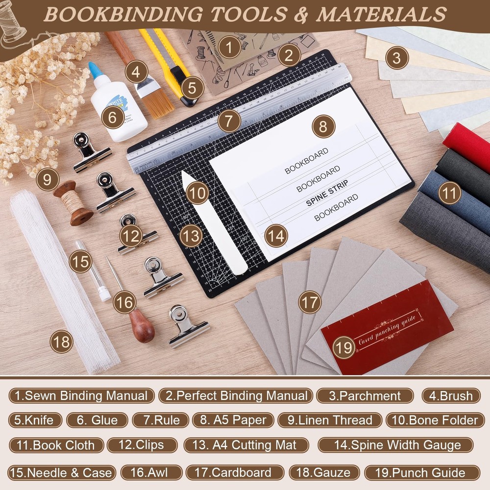 145Pcs Book Binding Kits for Beginners, Book Making Kit Bookbinding Supplies ...