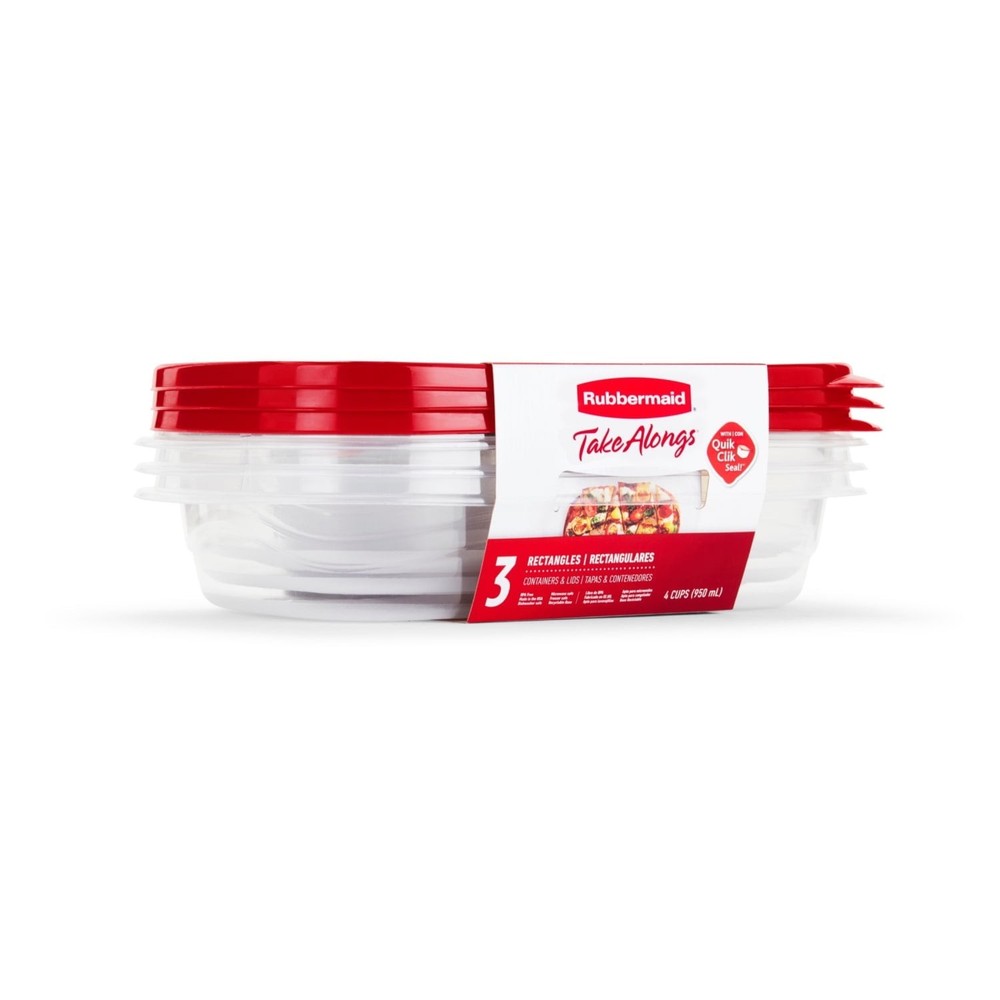 TakeAlongs 4.0-Cup Rectangle Food Storage Containers Ruby Red 3 pack
