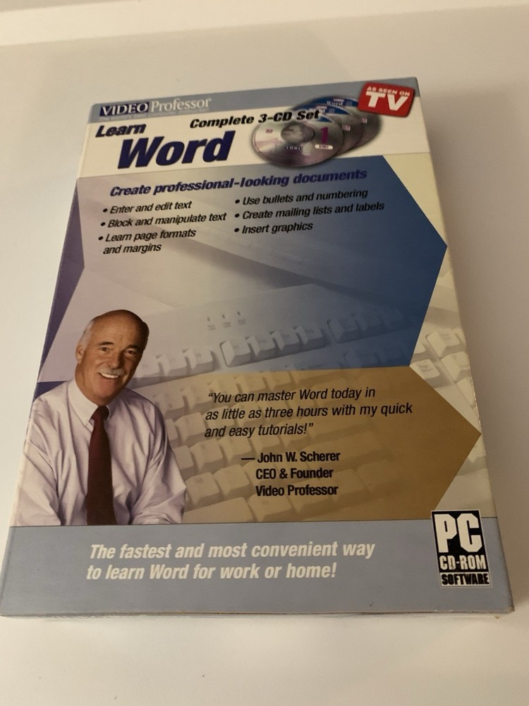 Video Professor Learn Word PC Software