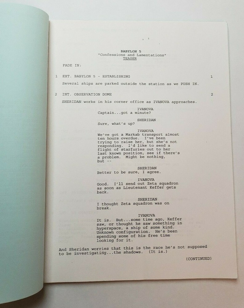 BABYLON 5 / J. Michael Straczynski 1995 TV Script "Confessions and Lamentations"
