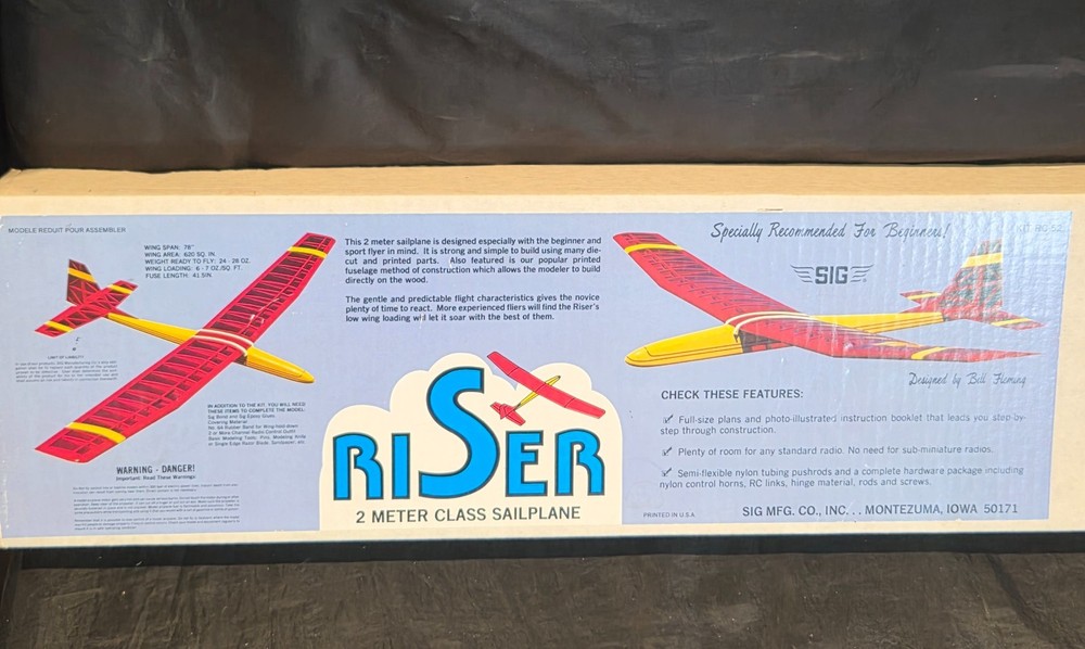 Sig RISER 2 Meter Class RC Glider balsa model kit NEW