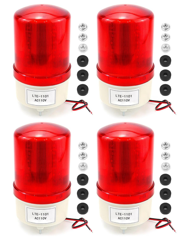 4 Pack Industrial LED Rotating Strobe Beacon Warning Lights AC110V Red IP54 Set!