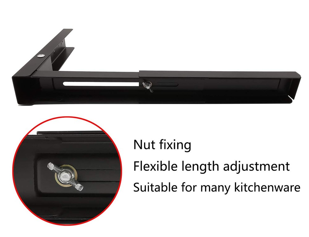 1 Pair Black Universal Microwave Shelf Bracket, Wall Mount, Extend, Foldable