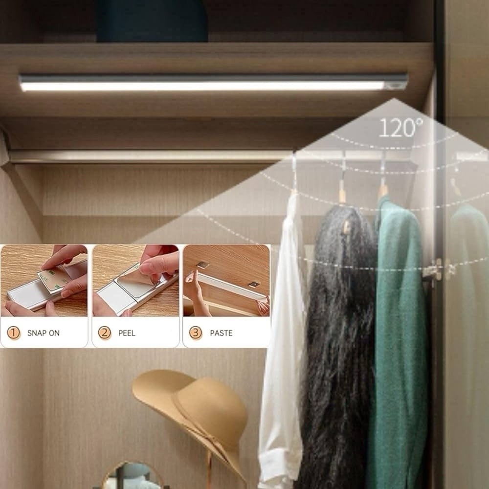 16 inch Under Cabinet Lighting, 2 Pack Rechargeable Motion Sensor Light Indoor