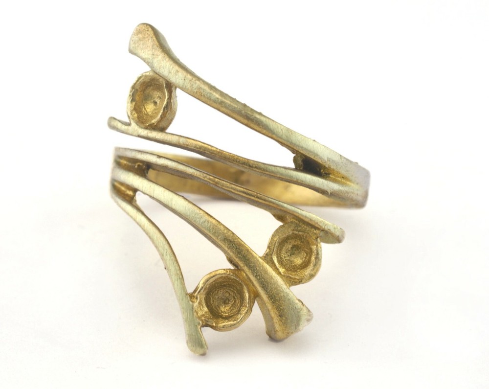 Adjustable Ring Bezel - Raw brass (17.5mm 7US inner size - Adjustable ) OZ2723