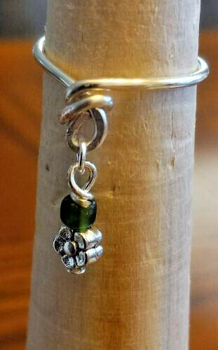 Silver Wire Knot and Charm Ring