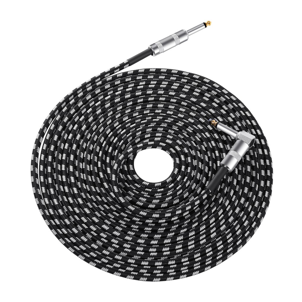 2 Pack 20ft Electric Patch Cord Guitar Amplifier Amp Cable Right Angle 90 Degree