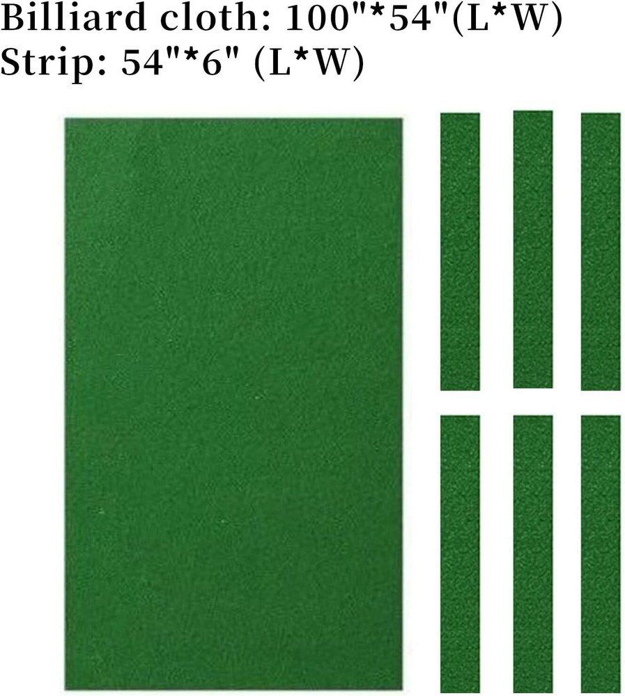 8" Pool Table Felt with 6 Pre-Cut Cloth Strips Billiard Table Cloth