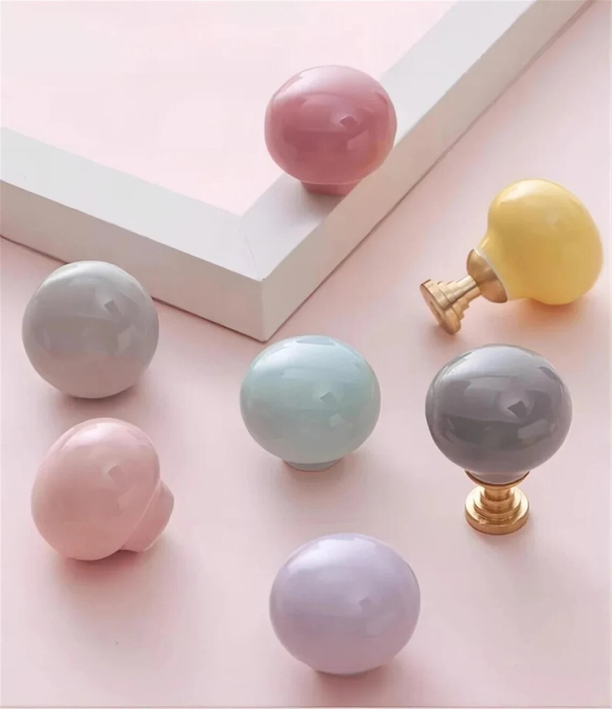 MFYS Colorful Ceramic Cabinet Knobs Candy Ball Knob Nursery Room Drawer pull