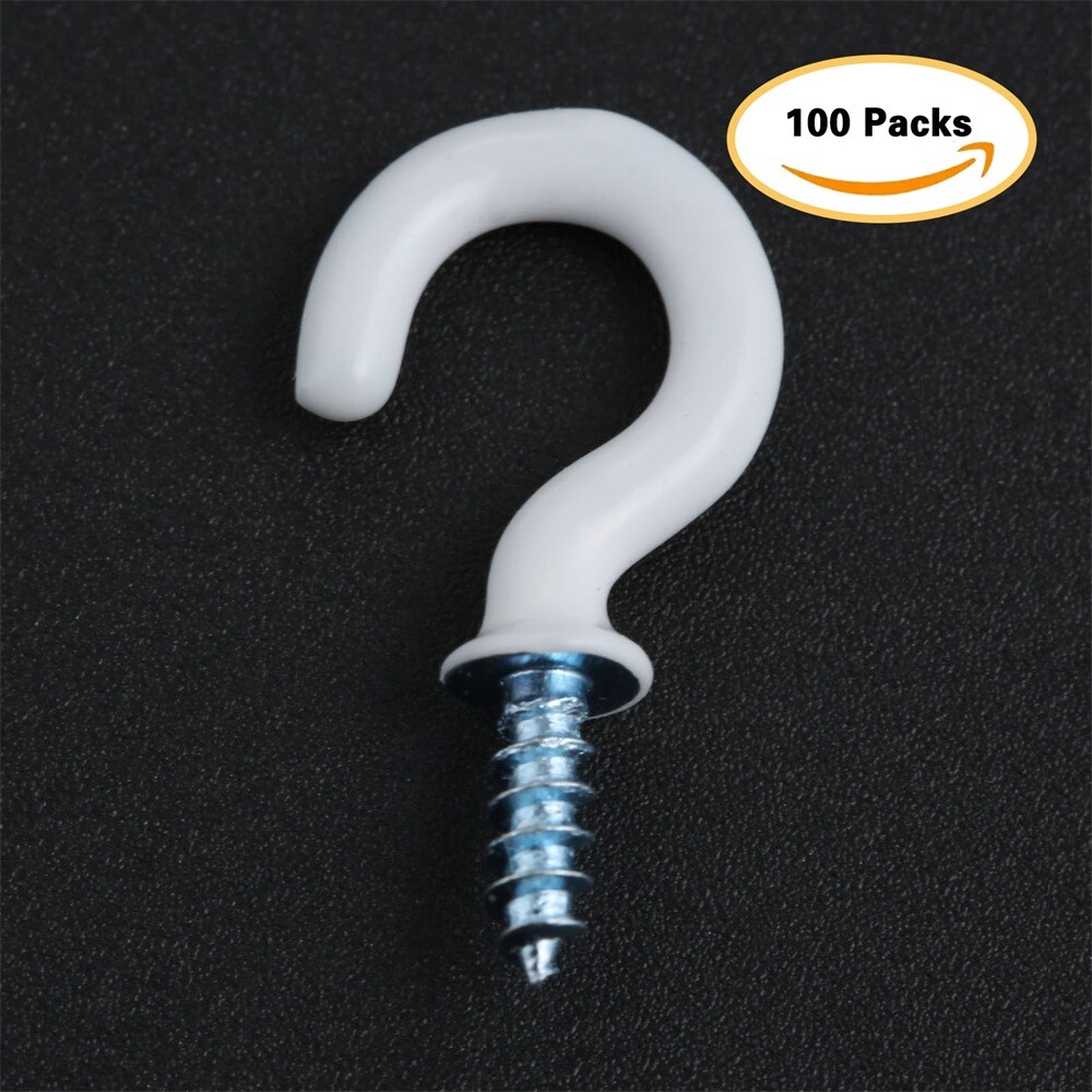100Pcs/lot 0.94" Strong Sharp Vinyl Coated Ceiling Hooks Space-saving Hardware