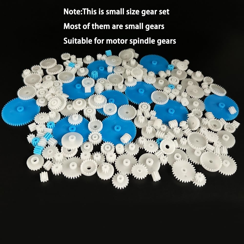 200PCS Module 0.5 Plastic Gear Single Spindle Small White,Blue