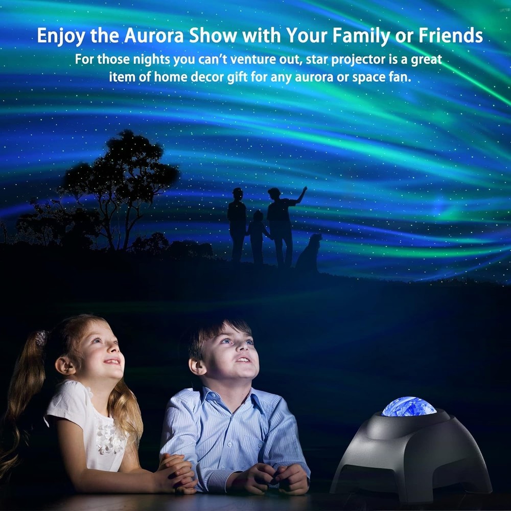 Northern Lights Star Projector & Bluetooth Speaker - Relaxing Night Light for...