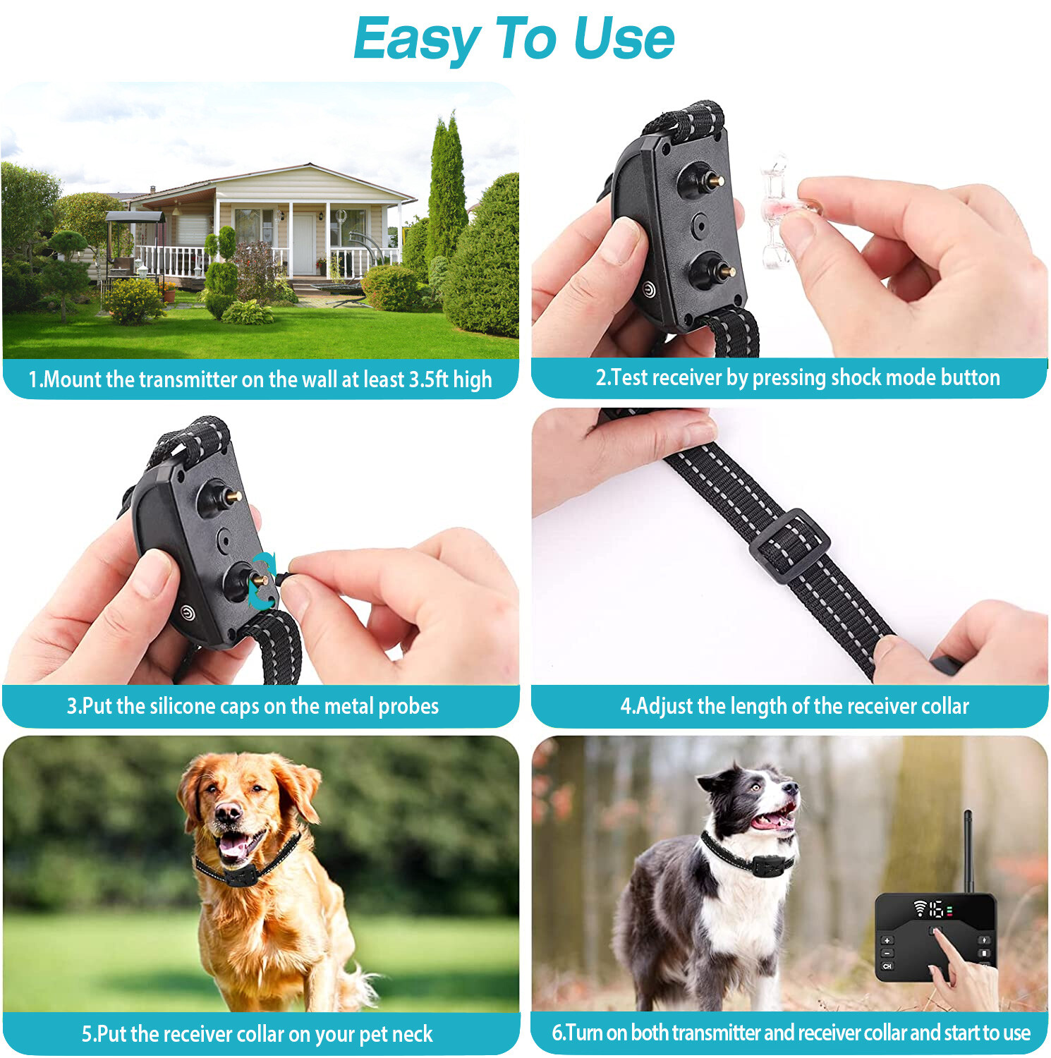 Electric Fence for Dogs 2 in 1 Wireless Dog Fence Collar Pet Containment System