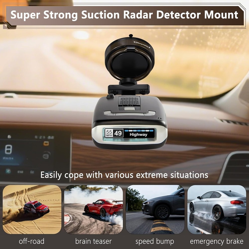 Radar Detector Mount Super Strong Suction Cup Car Windshield Bracket 360
