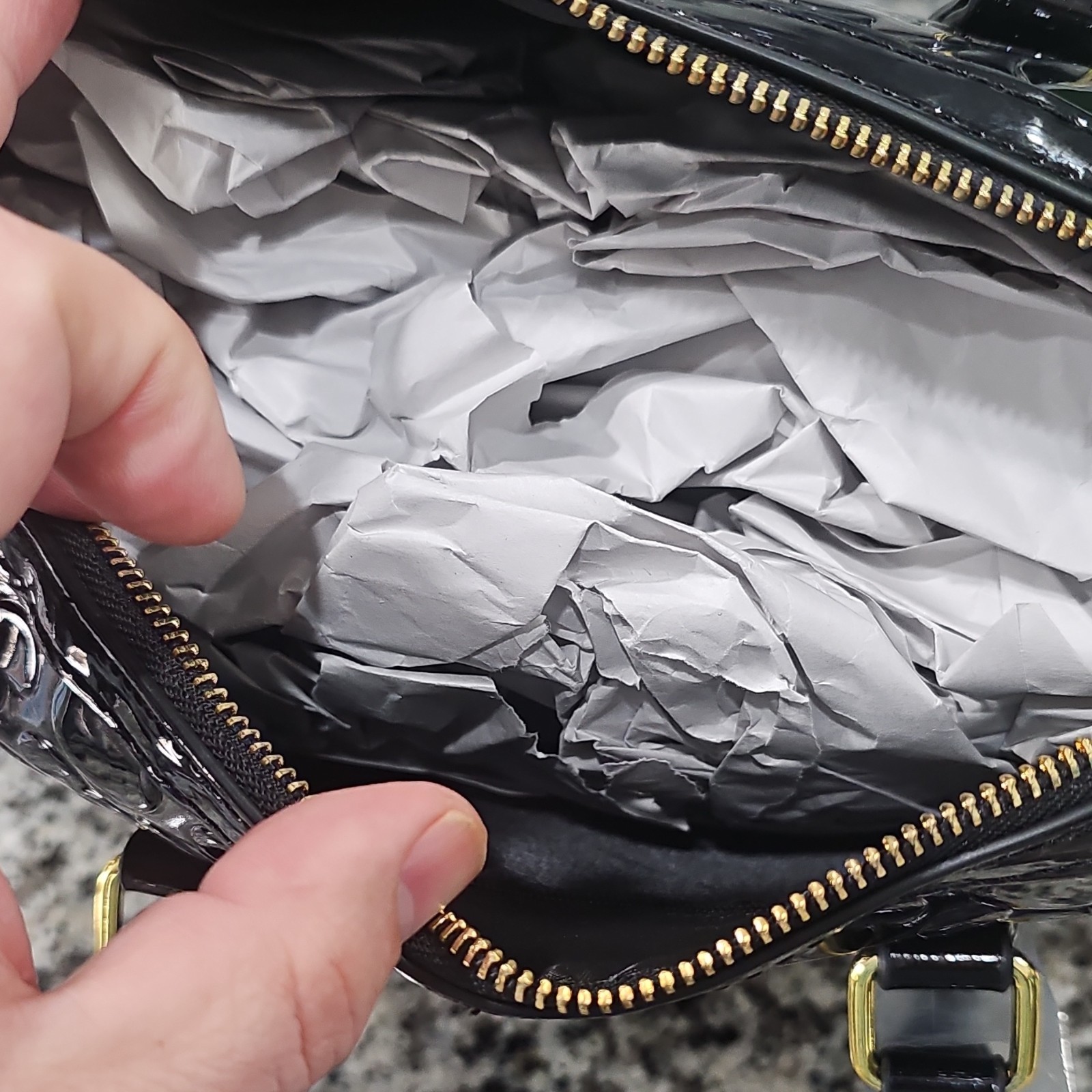 Disney Mickey Mouse Medium Handbag Black Embossed Gold Hardware