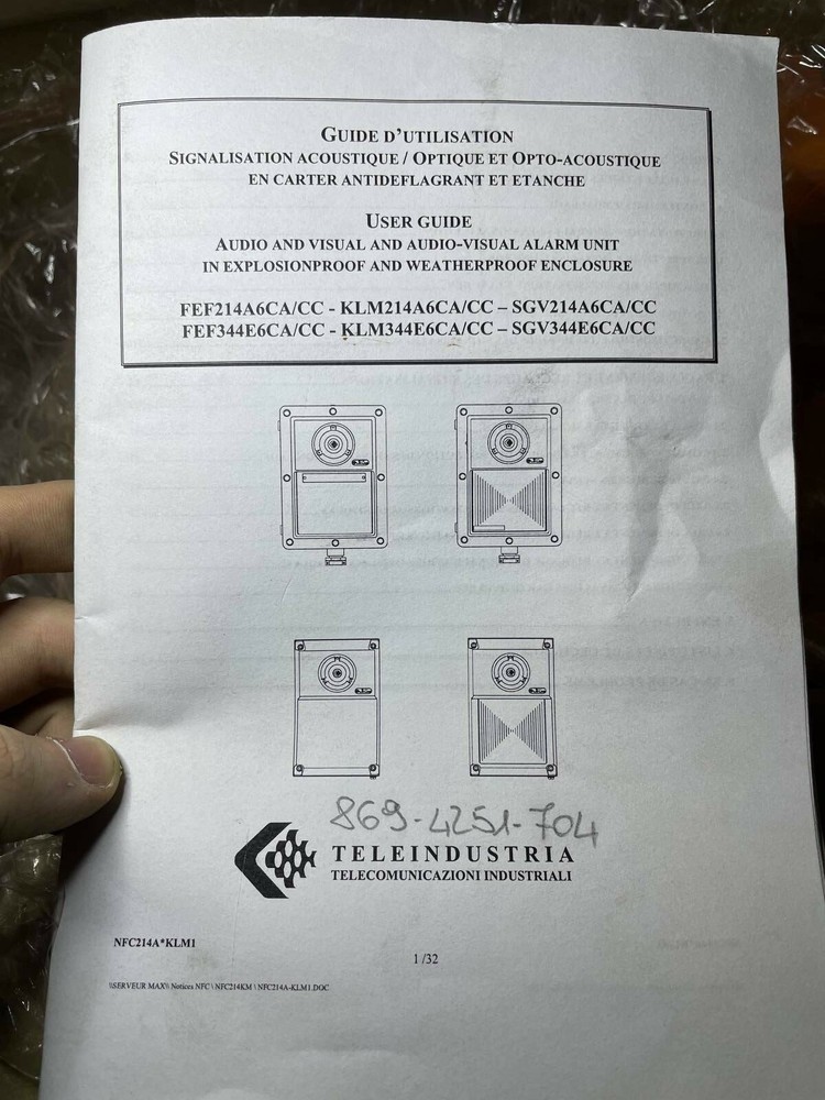 TELEINDUSTRIA EXPLOSION PROOF Alarm Unit 214A4G