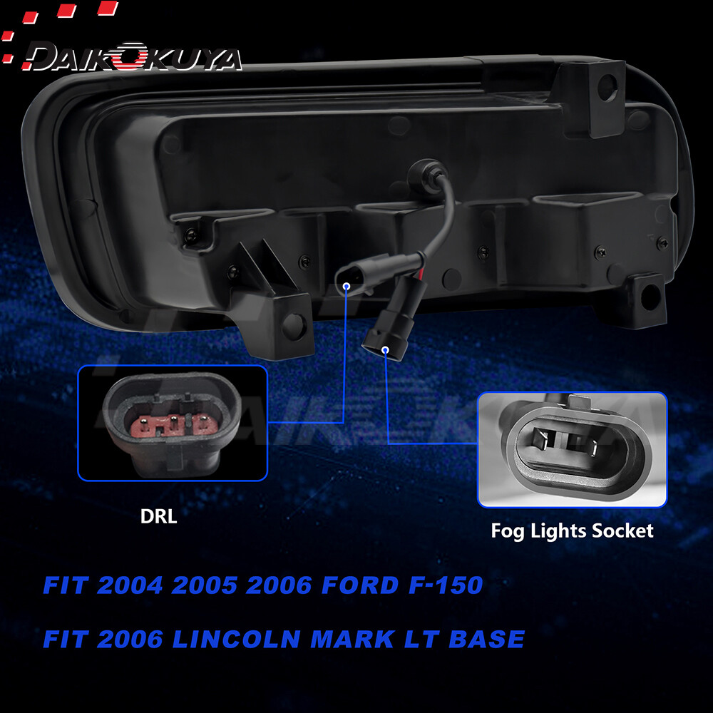 For 2004 2005 2006 Ford F-150 LED Fog Lights+DRL Front Bumper Turn Signal Lamps