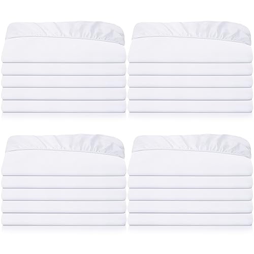 20 Pack Fitted Sheets Bulk with Pocket Elastic Corners Comfy Twin White