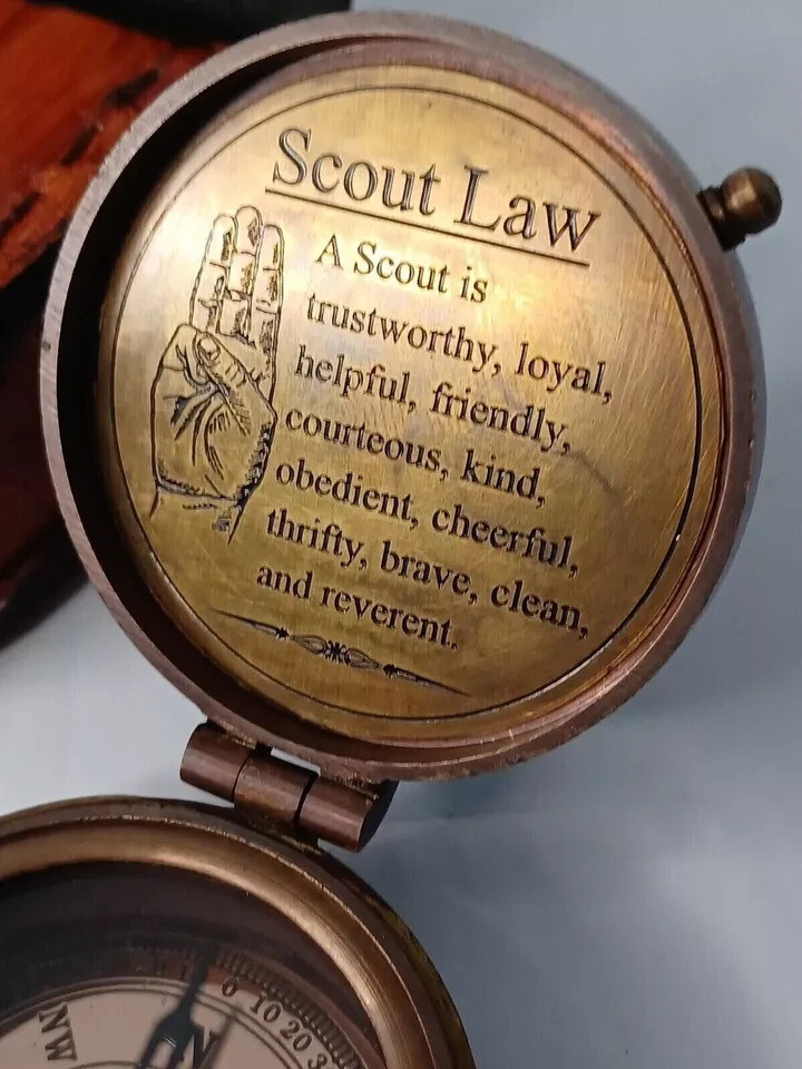 Eagle Scout Brass Compass, Engraved Working Compass