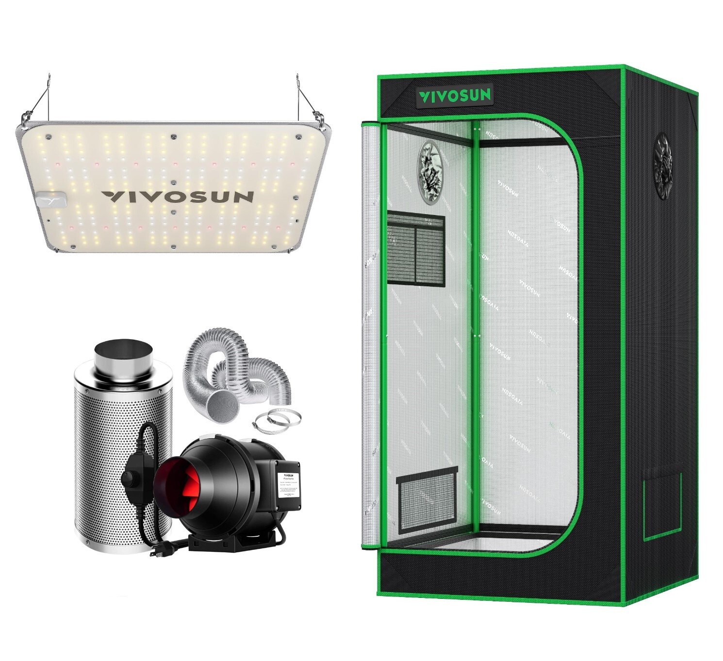 VIVOSUN 2X2ft Indoor Grow Tent Kit VS1000E LED Grow Light & 4" Inline Duct Fan