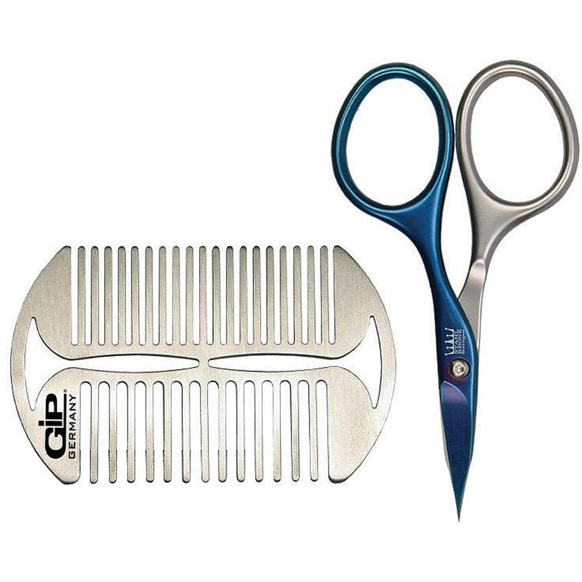Razolution Beard Trimming Set Beard Comb Hot Oil Manicure Scissors Self-Sharpens