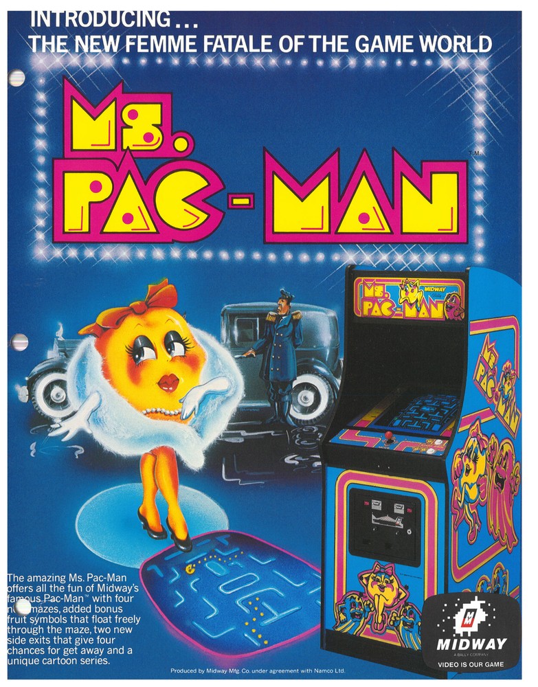 Ms Pac-Man Midway Video Arcade Flyer / Brochure / Ad /