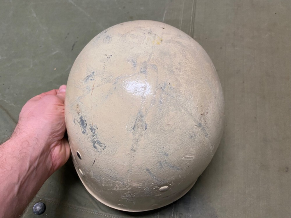 ORIGINAL WWII US ARMY M1 HELMET LINER-, ORIGINAL PAINT, LT MARKINGS